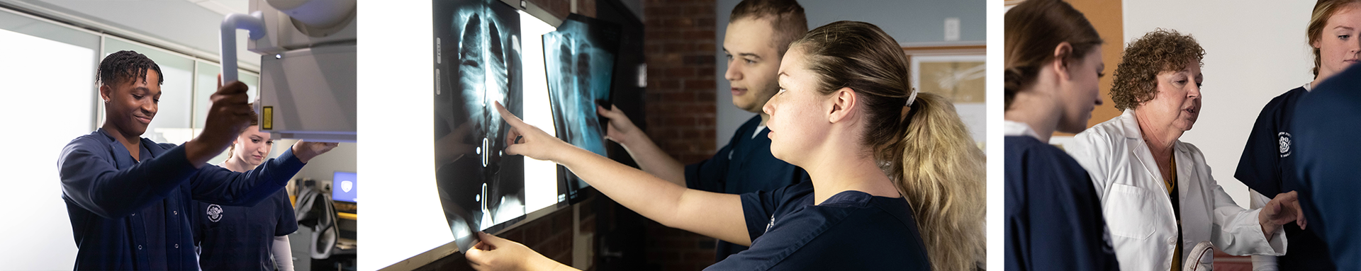 Collage of radiological sciences students in x-ray lab